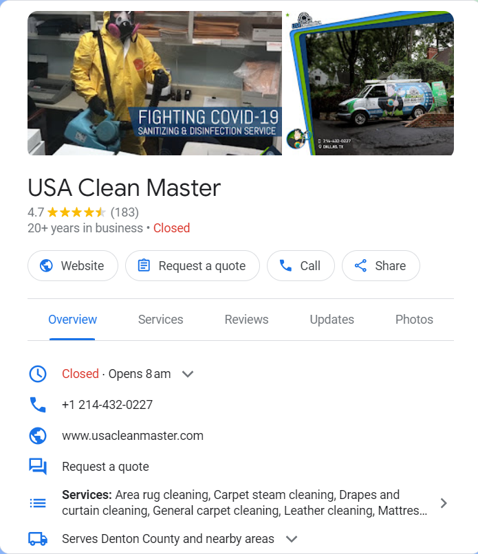 google-my-business-cleaning-company-profile